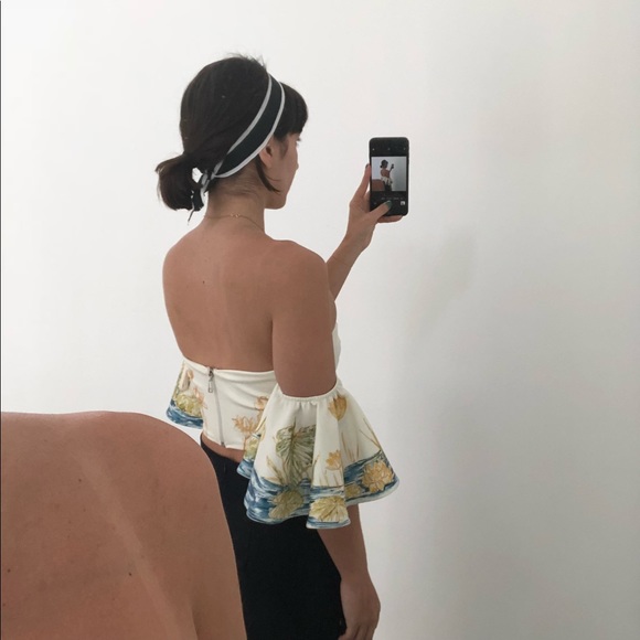 Hand Painted Bustier Crop Top with Flared Sleeves - Picture 3 of 5